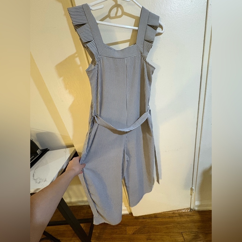 Monteau Navy and‎ White Striped Jumpsuit